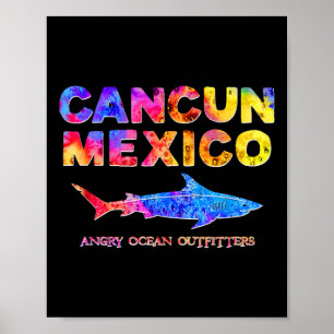 Poster Cancun México T Camisa De Pesca De Tubarão