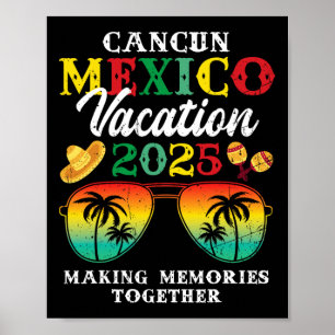 Poster Cancun Mexico Vacation 2025 Trip Beach Matching Fa