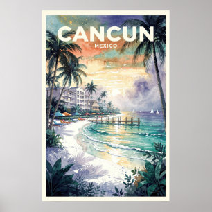 Poster Cancun México Viagem Antiga