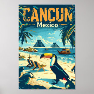 Poster Cancun Mexico Vintage Familiar Viagem