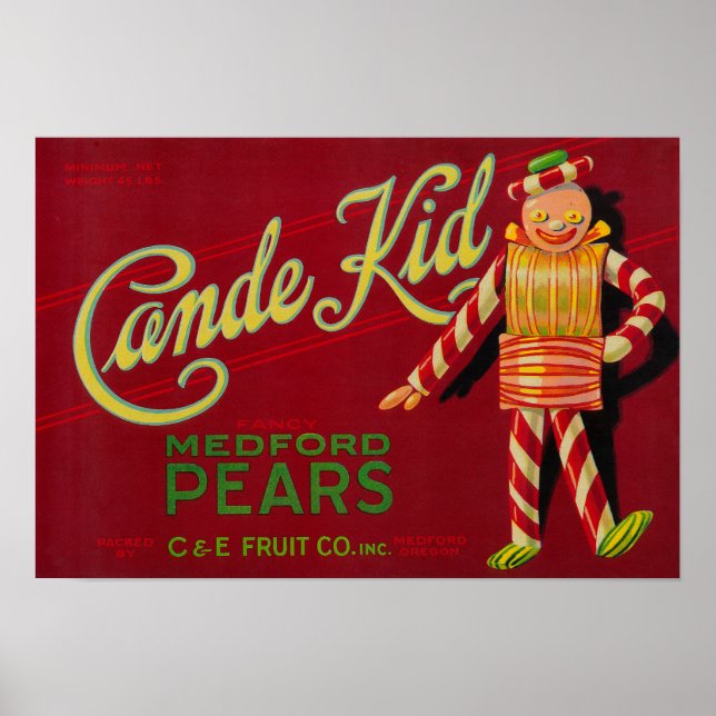 Póster Cande Kid Pear Crate LabelMedford, OR (Frente)