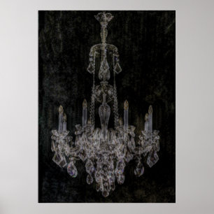 Póster Candelabro afligido gótico do vampiro do vintage