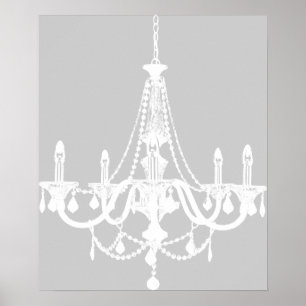 Póster Candelabro branco e cinzento chique