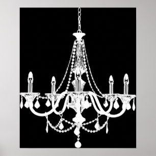 Póster Candelabro branco e preto chique