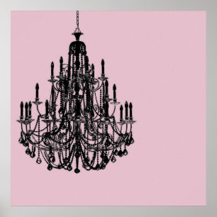 Poster Candelabro cor-de-rosa chique