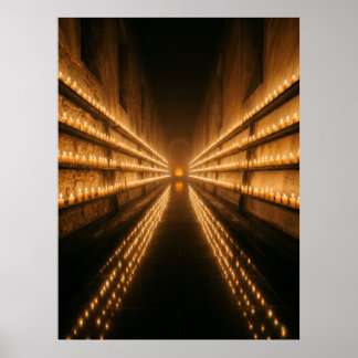 Poster Candlelit Corridor Endless Light Path
