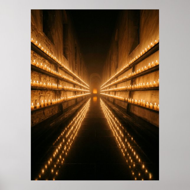 Poster Candlelit Corridor Endless Light Path (Frente)