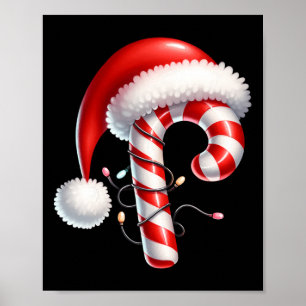 Poster Candy Cane Christmas Lights Santa Hat Family Match