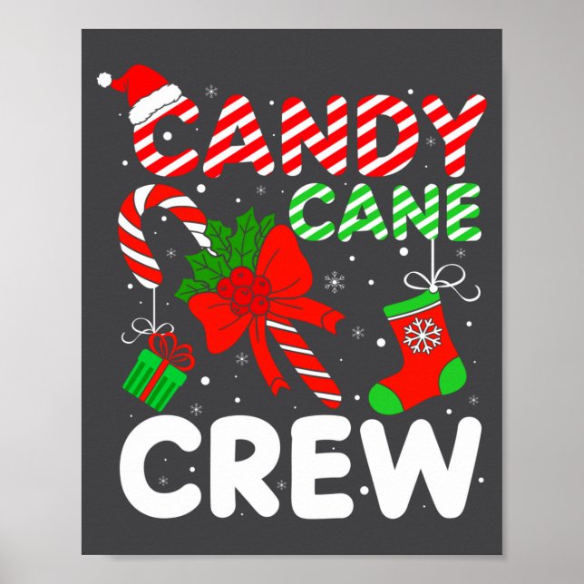Poster Candy Cane Crew Christmas Funny Xmas Matching Fami (Frente)