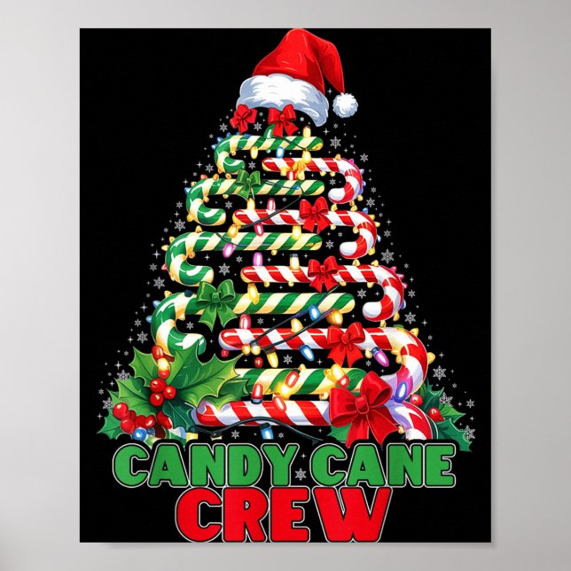 Poster Candy Cane Crew Christmas Funny Xmas Matching Fami (Frente)