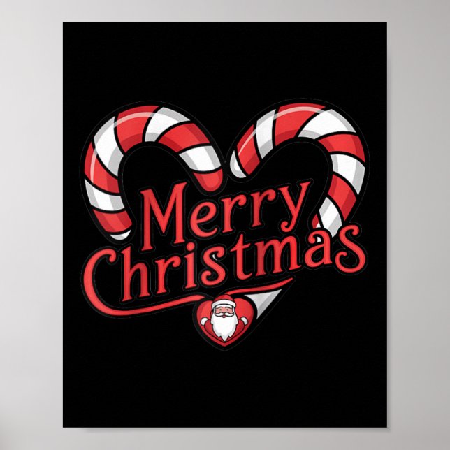 Poster Candy Cane de Natal - Feliz Natal (Frente)