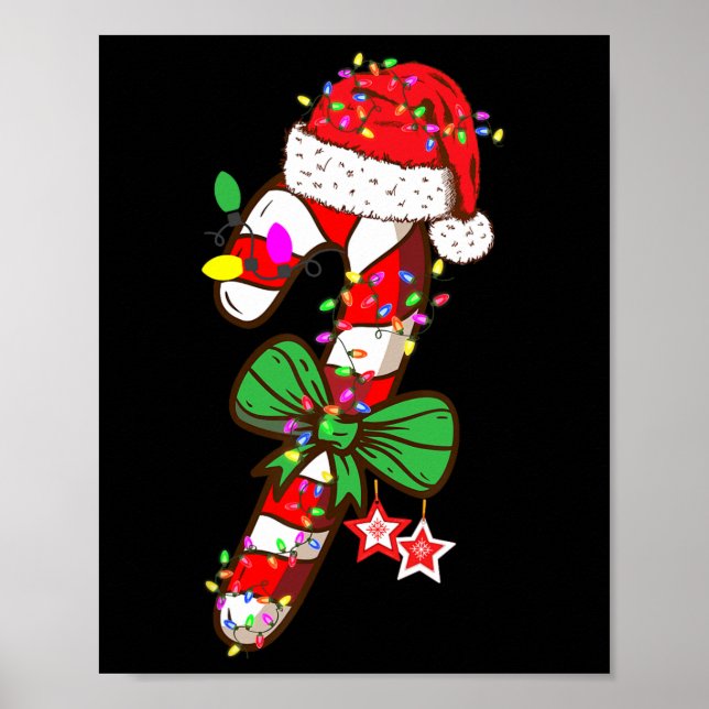 Poster Candy Cane Santa Hat Xmas Light Kids (Frente)