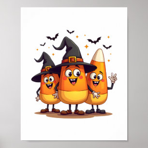 Poster Candy Corn Trio - Caracteres de Dia de as Bruxas e
