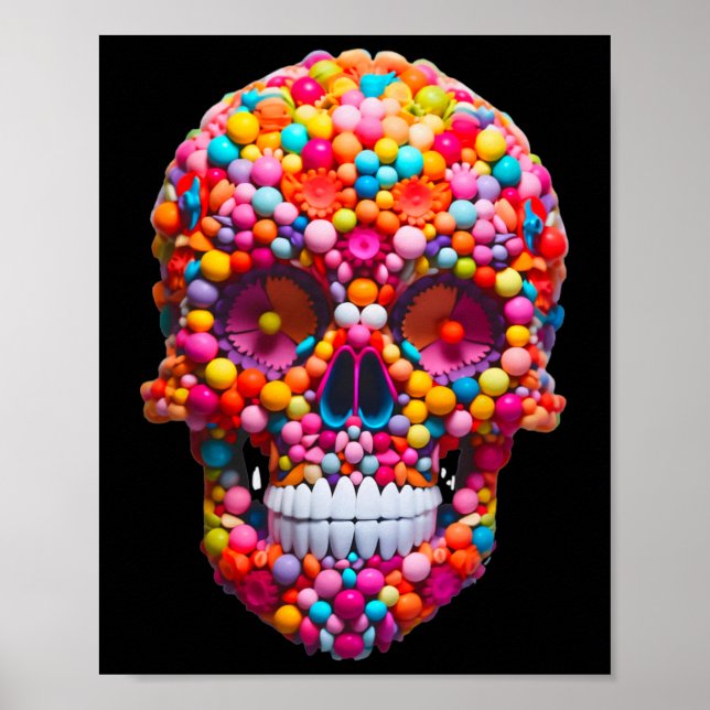 Poster Candy Skull Bubble Gum Skeleton Halloween Candies (Frente)