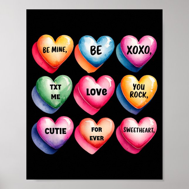 Poster Candy Sweet Heart Valentines Day Design For Women  (Frente)