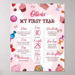 Poster Candy Sweet One Birthday Milestone Sinal