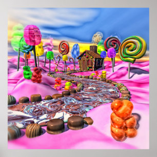 Póster Candyland cor-de-rosa