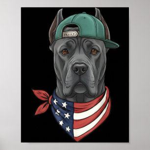 Poster Cane Corso Cão da Bandeira Americana - Cão Patriót