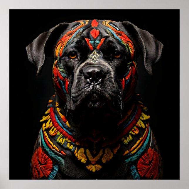 Poster Cane Corso em Traje Guerreiro (Frente)