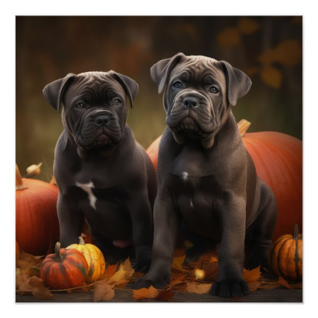 Póster Cane Corso Puppy Autumn Delight Pumpkin (Frente)