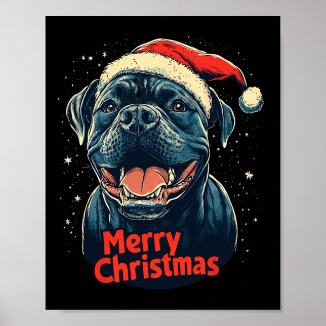 Poster Cane Corso Santa Hat Feliz Natal Xmas Amor (Frente)
