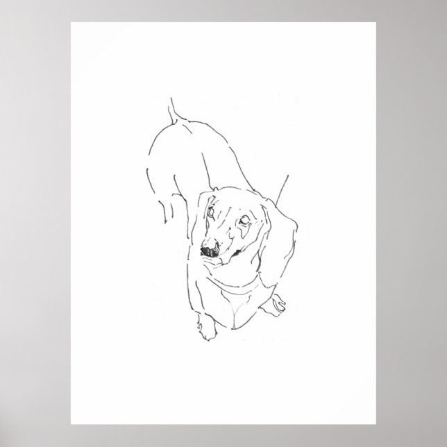 Poster Caneca Dachshund Fofa – Cachorro Salsicha Arte Lin (Frente)