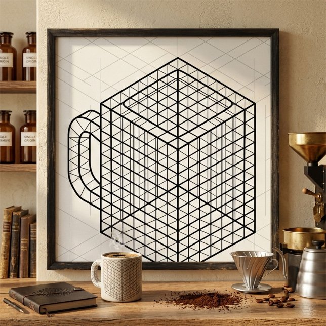 Poster Caneca de Café Geométrica Arte de Grade Isométrica (Criador carregado)