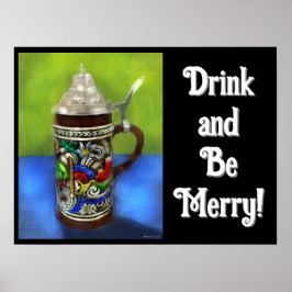 Poster Caneca de cerveja de Cerveja Alemã com Tampa Azul