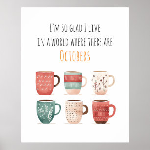 Poster Canecas Divertidas de Chocolate Quente Hygge para