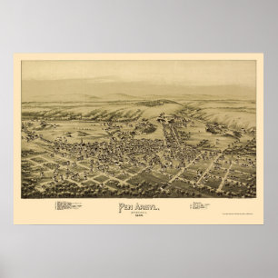 Póster Caneta Argyl, mapa panorâmico do PA - 1894