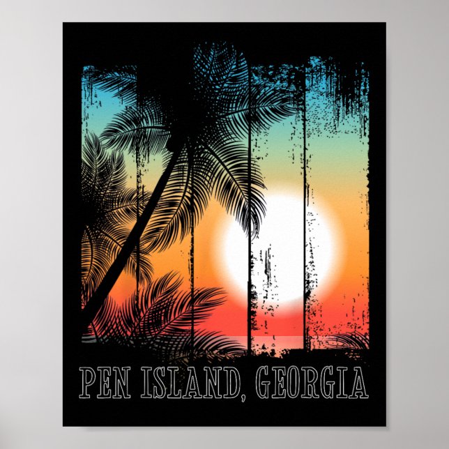 Poster Caneta da Ilha Georgia Beach Palms Sundo (Frente)