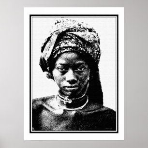 Póster Caneta e desenho de tinta de uma jovem mulher afri