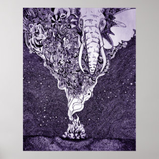 Poster caneta preta e branca e desenho a tinta