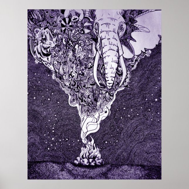 Poster caneta preta e branca e desenho a tinta (Frente)