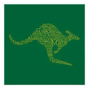 Póster Canguru feito de gíria australiana