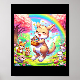 Poster Canguru Kawaii de Páscoa Canguru de Páscoa Adoráve