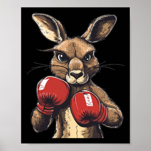 Poster Canguru Louco Com Luvas De Boxing Para Um Almoço S