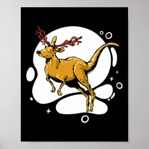 Poster Canguru Natal Engraçado Rena Austrália Homens Mulh