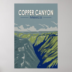 Poster Cânion de Cobre México Viagem Arte Vintage