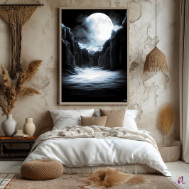 Poster Cânion de Gelo Lunar – Paisagem Monocromática ao L