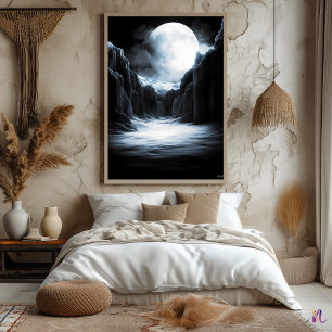 Poster Cânion de Gelo Lunar – Paisagem Monocromática ao L