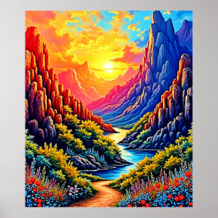 Poster Cânion do Rio do Pôr do Sol Arte