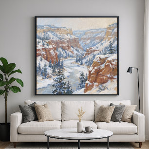 Poster Cânion Nevado - Estilo de Pintura Pastel