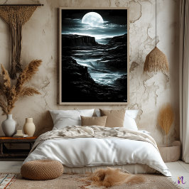 Poster Cânion Silver Moon – Noturno Monocromático