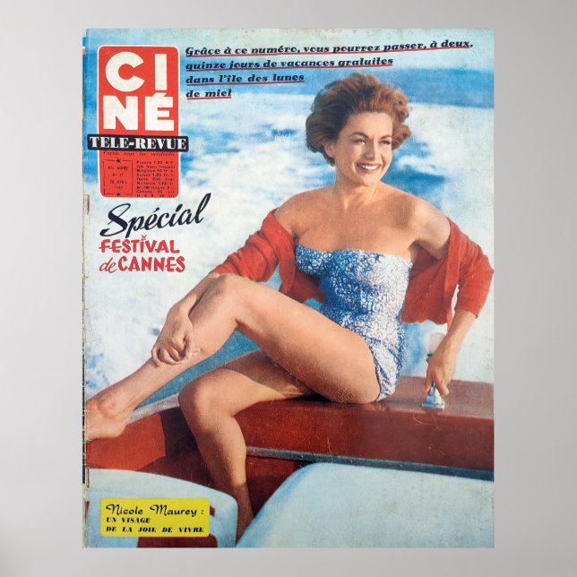 Poster Cannes Beach Babe, estilo 60. (Frente)