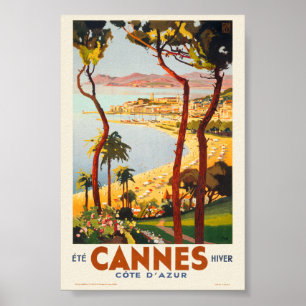 Poster Cannes - Côte d'Azur França Cartaz Antigo 1935