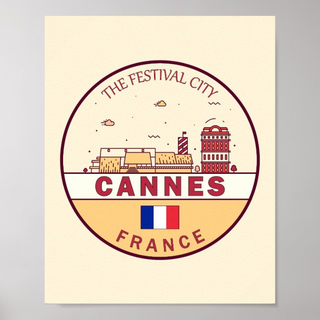 Poster Cannes France City Skyline Emblem (Frente)