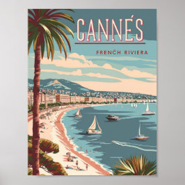 Poster Cannes France Vintage Familiar Viagem
