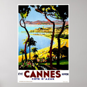 Póster Cannes, Viagens vintage da França