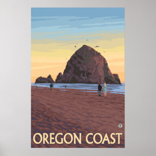 Poster Cannon Beach, Oregon - Haystack Rock